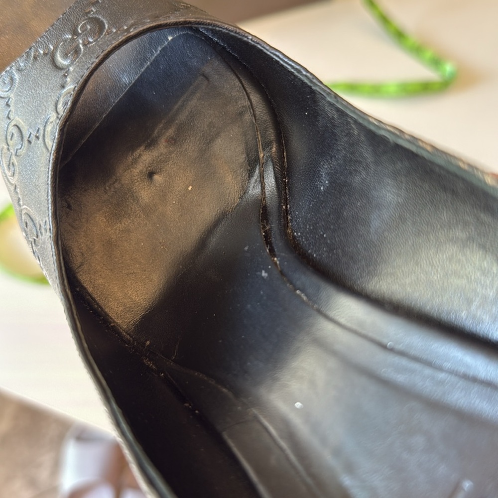 Gucci Guccissima Black Women's Stiletto Peep Toe Heels Size 41 - Picture 16 of 16